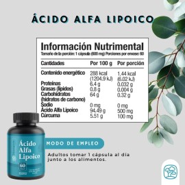 Ácido Alfa Lipoico Momosie con Cúrcuma, 60 Cápsulas
