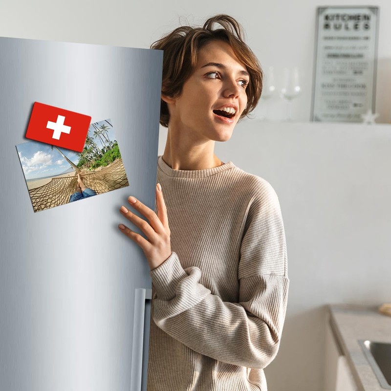 TRIOSK Fridge Magnet Strong Flag Switzerland Magnet Country Flags Gift