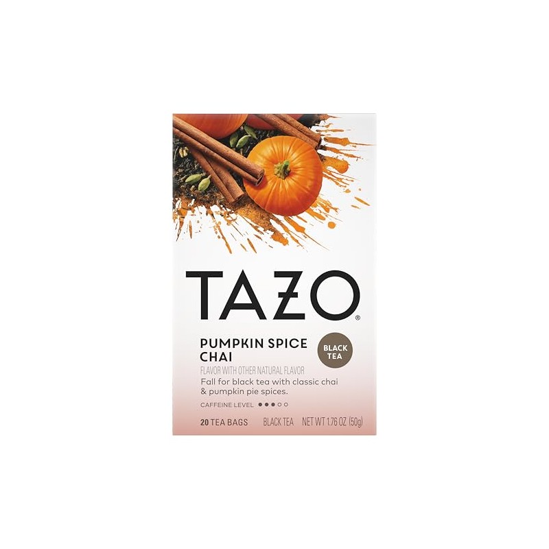 TAZO Pumpkin Spice Chai Black Tea Bags, Moderate Caffeinated Tea,