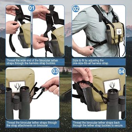Celticbird Binoculars Harness Bag, Adjustable Binoculars Straps and Buckle Pouch for Binoculars and Monocular and Smartphone Adapters Other Accessories, gray