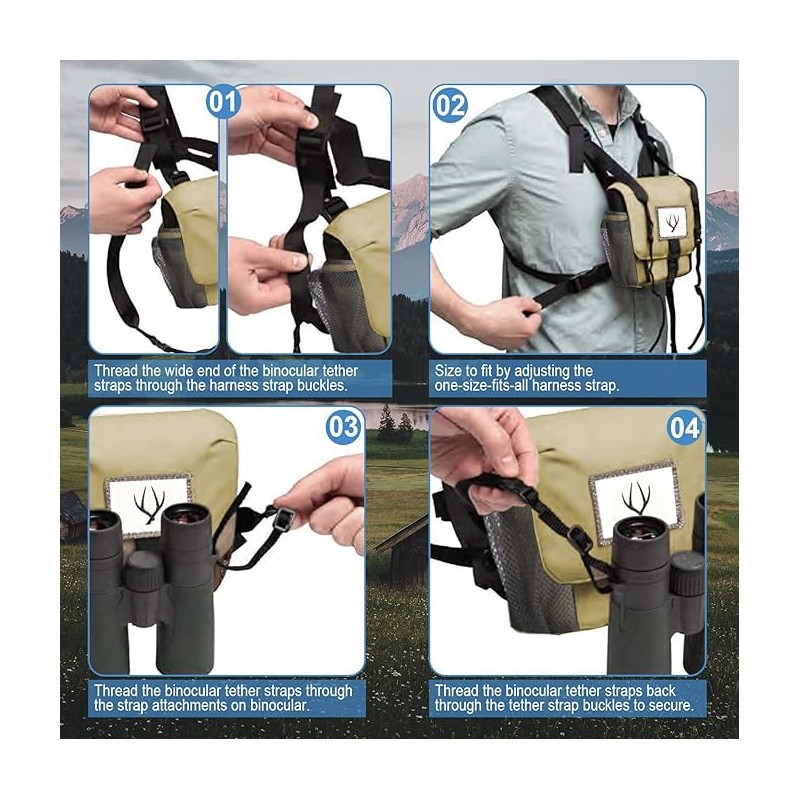 Celticbird Binoculars Harness Bag, Adjustable Binoculars Straps and Buckle Pouch