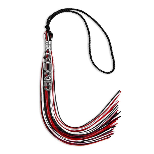 Endea Graduation Mixed Triple Color Tassel with Silver Stacked Date