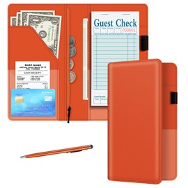 BVYA Server Book for Waitress, 5x9 Inch Server Book with Zipper Pocket, Solid Candy Sweet Leather Server Wallet Organizer Fit Waitress Apron