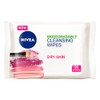 NIVEA 3in1 Caring Cleansing Wipes Dry Skin (25 sheets), Plant-Based
