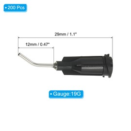 PATIKIL Blunt Tip Dispensing Needles with Bent Blunt Needle, 200 Pcs 0.5 Inch 19G Industrial Liquid Dispenser Needle with Lure Lock for Refilling Liquid Ink