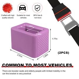 Yourkar 2 PCS Seat Belt Buckle Holder, Non-Slip Silicone Seatbelt Buckle Booster for Kids & Elders, Seat Belt Holder Buckle Fixer for Easy Access Upright Buckling, Car Accessories (Light Purple)