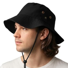 Sun Hats for Men Women Bucket Hat UPF 50+ Boonie Hat Foldable UV Protection Hiking Beach Fishing Summer Safari (US, Alpha, Small, Medium, 01-Black)
