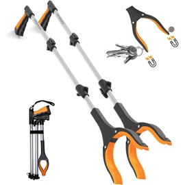 FERXIDI 43" Foldable Grabber Reacher Tool,2pcs Reacher Grabber Pickup Tool,Gripper Reacher Grabber Tool with Rotating Jaw+Magnets,Grabber Reacher Tool Heavy Duty,