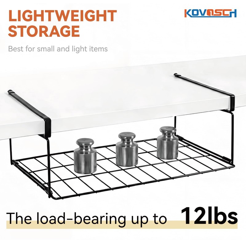 KOVOSCH Under Shelf Basket, 15" Metal Under Shelf Storage, Space
