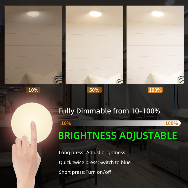 ULITECO RV Puck Light 5Inch, Dimmable RV Light Fixture 12V,