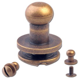 Hoppe & Masztalerz 15 Knopfschraubnieten Patronentaschenverschluss Beiltaschenknöpfe Knopfnieten zum Anschrauben Pilzkopfschrauben 6MM Messing-antik