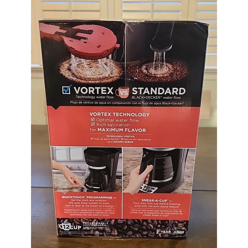 BLACK+DECKER 12-Cup* Programmable Coffeemaker, Black, Vortex Technology Digital