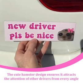 QEQSHQO QEQSHQO 4 Stck Fahranf?nger Auto-Aufkleber, Lustiger Hamster-Aufkleber, Selbstklebender, Sto?stangen-Aufkleber, Magent, Autozubeh?r fr Neuer Fahrer, Bitte seien Sie nett