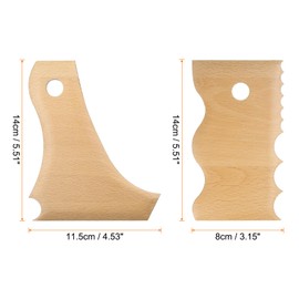 sourcing map 2pcs Pottery Ribs Trimming Tools Beech Pottery Profile Bundle Wave Shaper Texture Rib Beech Wood for Carving Ceramics Clay