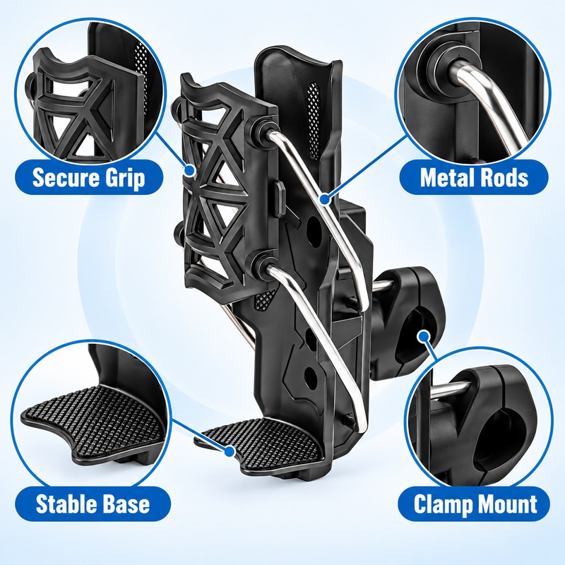 Adjustable Motorcycle Bike Cup Holder Handlebar Mount, Universal Drink Holder