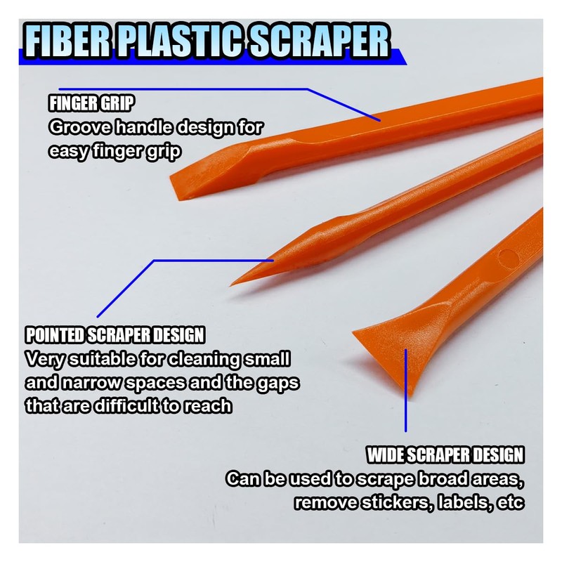 DUSCOKE 3PCS Plastic Scraper Tool - Multi-Purpose Non-Scratch Scrapers Cleaning