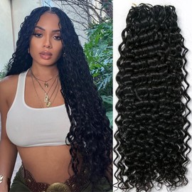 Ssawhair Curly Crochet Human Hair Knotless Pre-Separated Water Wave Human Hair Lightweight Reusable Feather Crochet Hair Extensions 20Inch 120g 100Strands