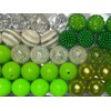Green Mix - 20mm Bubble Gum Bead Mixes, Chunky Bead