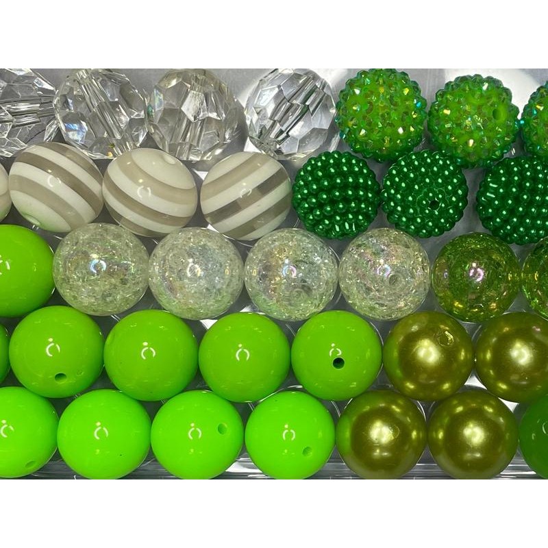 Green Mix - 20mm Bubble Gum Bead Mixes, Chunky Bead