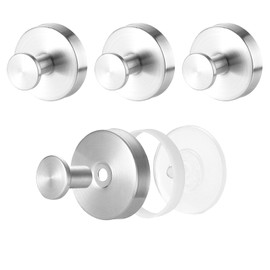 4 Piece Towel Rail with Suction Cup Suction Cup Hook Bathroom Suction Cup Hook for Wall Suction Cup for Hanging Towels Bath Balls Coats Hats etc (Silver)