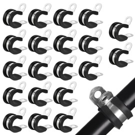 20 Pcs Rubber Lined P Clips Pipe Clamp, 12.7mm (1/2") Diameter Hose Lined Pipe Clamps, Durable Cushioned Cable Clamp for Electrical Automotive Tube Pipe Wire Cord Hose Cable