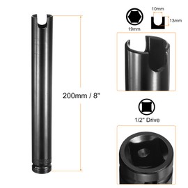 HARFINGTON Deep 6-Point Impact Socket 1/2" Drive 19mm Metric Socket 8" Length with 1/4" Hex Shank Adapter, CR-V Steel Socket Adapter Accessory Tool Set Kit for Hex Bolts Nut