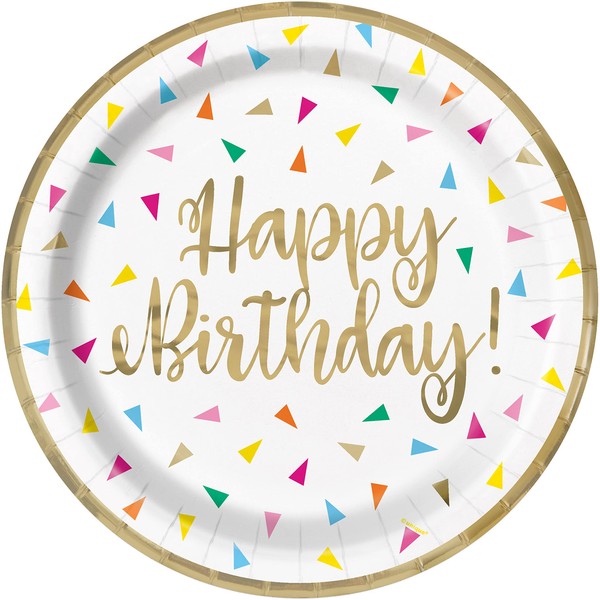 Unique 26195 Foil Stamped Paper Plates-23 cm-Bright Triangle Birthday Party-8