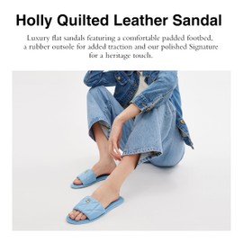 Coach Holly Quilted Leather Sandal, Charcoal/Black 6