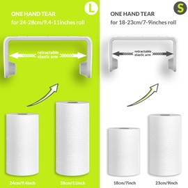 simpletome Paper Towel Holder Under Cabinet or Wall Mount ONE Hand Operation Tension Arm Kitchen Roll Holder (White, for 24-28cm/9.4-11inches roll)