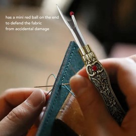 HERCHR 2Pcs Metal Seam Ripper Set,Seam Ripper Thread Remover Tool,DIY Metal Hand Stitch Remover Thread Remover for Needlework Leatherwork(bronze)