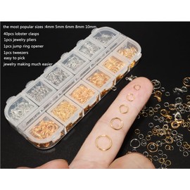 Open Jump Ring and Lobster Clasp Kit Jump Rings for Jewelry Making Supplies and Necklace Repair, with Jump Ring Pliers (1200)