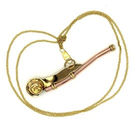 Bosun whistle brass 13cm new with Chain and Instruction manual