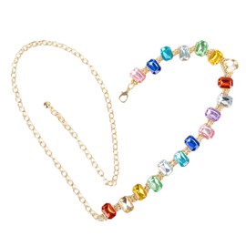 Chain Belt for Women Fashion - Y2K Rhinestone Waist Chain, Decorative Belt for Dresses, Jeans, Festival Looks(Gold,SquareShape)