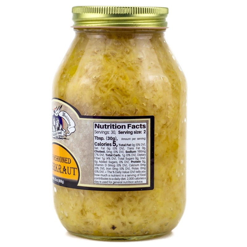 Amish Wedding Foods Sauerkraut, TWO 32 oz. Quart Jars
