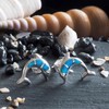 Sterling Silver Synthetic Blue Opal Dolphin Stud Earrings