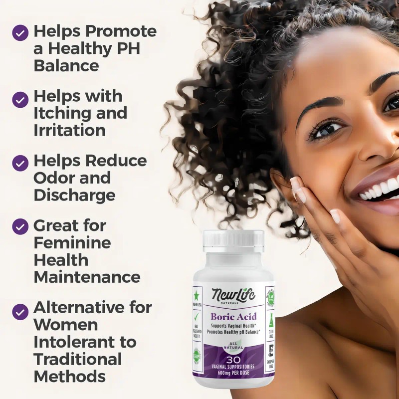 Ácido Bórico Newlife Naturals 600mg Vaginal Suplementos