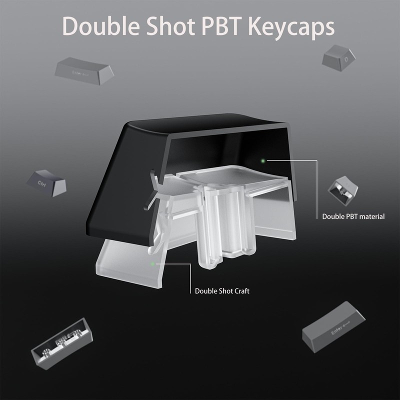 Gradient Side-Engraved keycap Set with Two-Color Injection-Molded PBT Translucent keycaps,