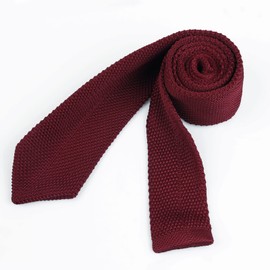 Alizeal Knit Tie for Men, Solid Slim Casual Knitted Neckties, Maroon(Size: One size)