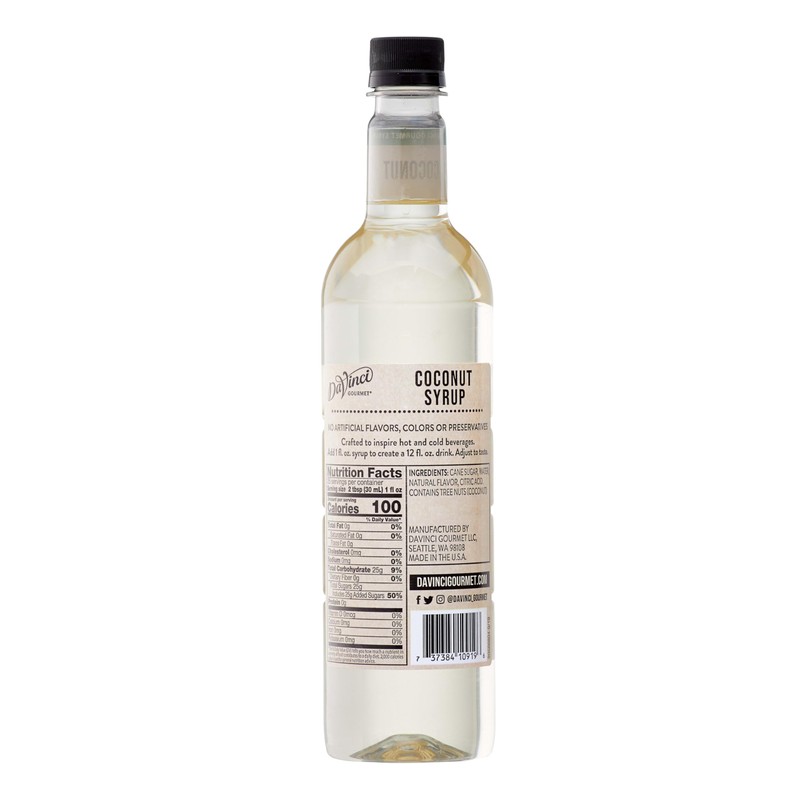DaVinci Gourmet Naturals Coconut Syrup, 25.4 Fluid Ounces (Pack of