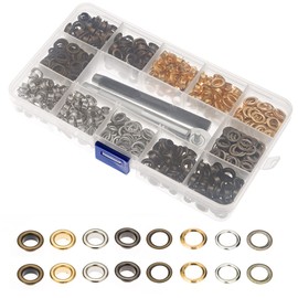 Eyelet Set, 400 Sets Eyelet Tool Kit Metal Eyelets 6 mm Eyelets Washers in 4 Colours with 3-Piece Tool Set for DIY Projects, Clothing, Bags, Hats, Canvas Shoes, Labels, Belts