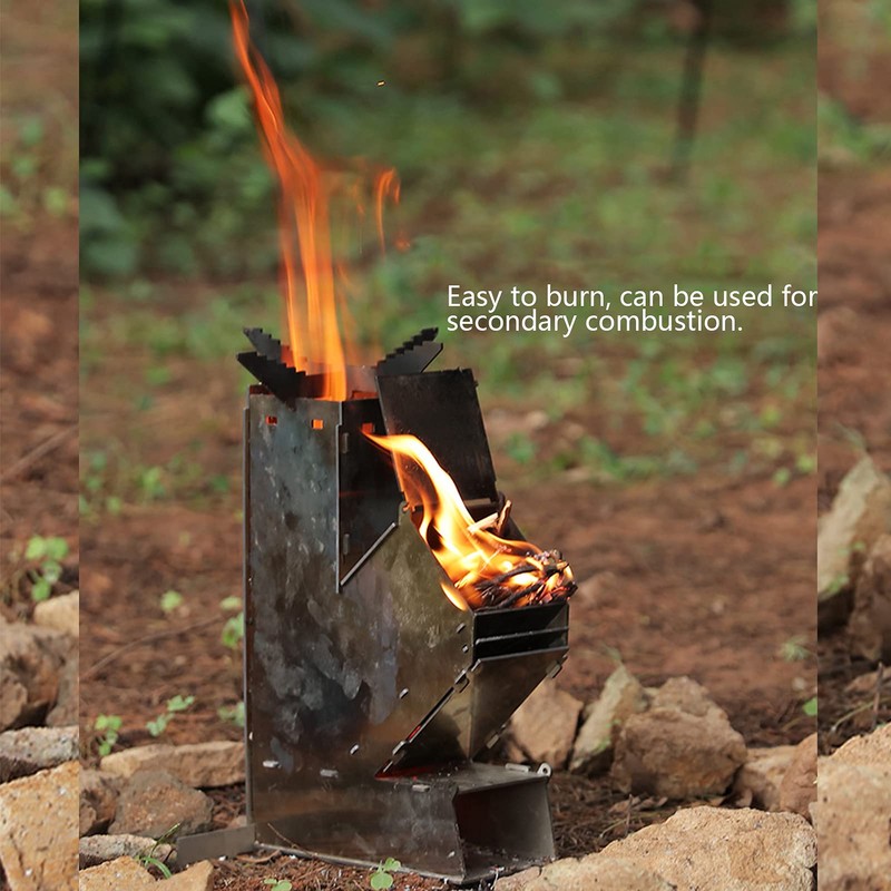 Detachable Stainless Steel Rocket Stove, Convenient Portable Backpacking Mini Wood