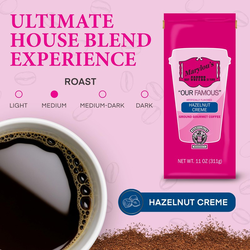 Marylou's Coffee – Hazelnut Creme Flavored Ground Gourmet Coffee –