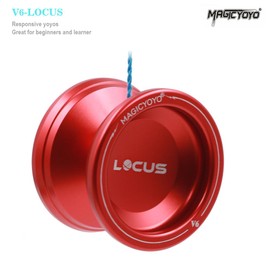 MAGICYOYO V6 Locus Professional Responsive Yoyo | Beginner-Friendly Yo-yos for Kids/Teens/Adults | Metal Yo-yo Ball with Glove & Pouch & 12 Replacement Yo Yo Strings Kit | Red