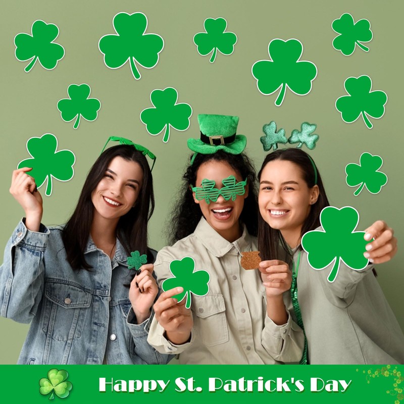 MoDooris 120 Pcs St. Patrick’s Day Shamrock Cutouts 3 Sizes