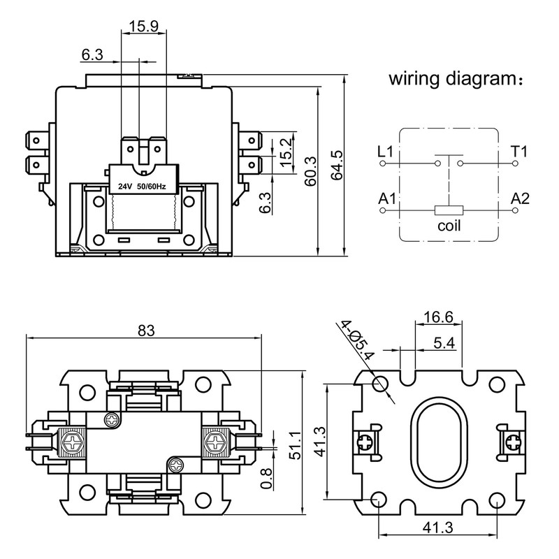 VEXUNGA 1 Pole 30 Amp 24 VAC Coil AC Contactor