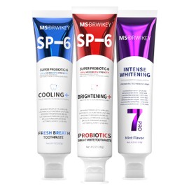 MSDRWIKEY SP-6 Toothpaste, Cooling Fresh Breath, and 7-Pro Whitening Toothpaste Bundle | 6 Probiotics for Oral Health, Fluoride-Free, Safe for Enamel, Deep Whitening & Freshness