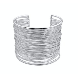 T Waikikaku Coil Women's Wide Silver Casual Accessory Bangle, Zinc, No Gemstone