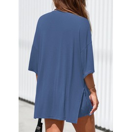 KIRUNDO 2 Piece Sets for Women Summer Lounge Sets Casual Oversized Tshirts Shorts Matching Airport Travel Outfit Postpartum(Blue, Medium)