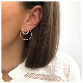 TseenYi Boho Crystal Circle Ear Jacket Earrings Vintage Cz Hollow Circles Earrings Geometric Circle Jacket Earrings Gold Circle Front Back Earrings Jewelry for Women and Girls
