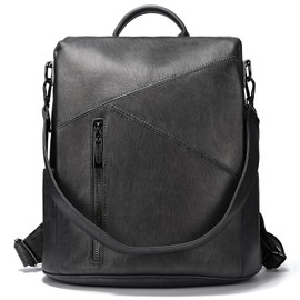 molshine Women PU Leather Backpack,Anti-Theft Travel Rucksack Fashion Casual Bag Shoulder Daypack Handbag Purse for Ladies Fits 13 inches Tablet Laptop (Grey)